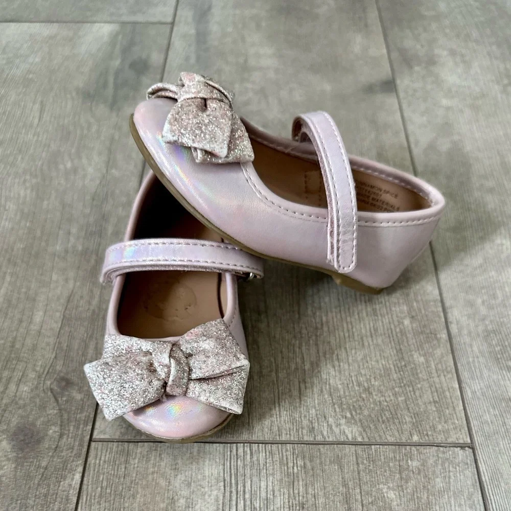 Sugar Toddler Girl Glitter Ribbon Dress Shoes Size 5 EUC
